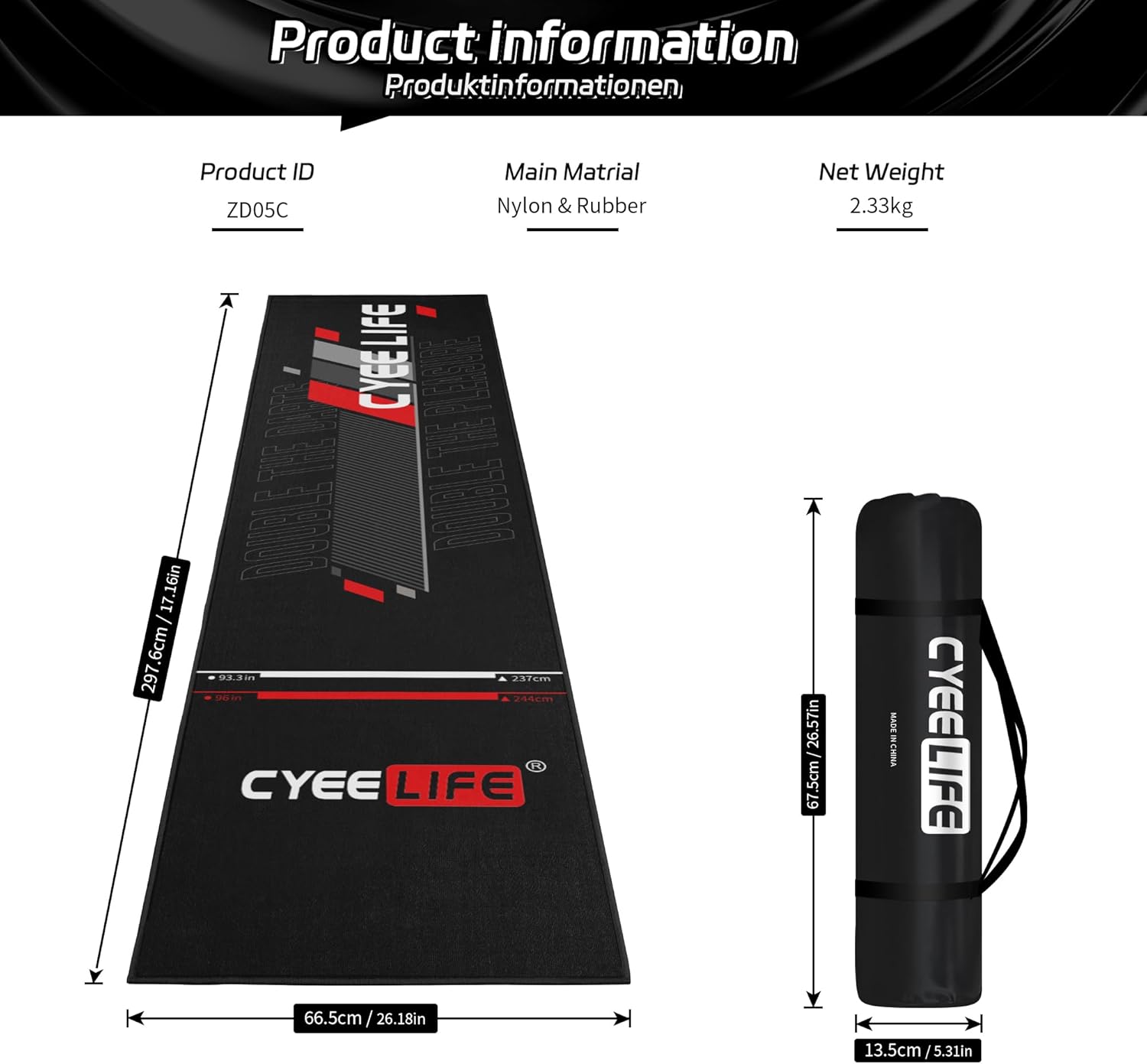 CyeeLife Darts Mat design