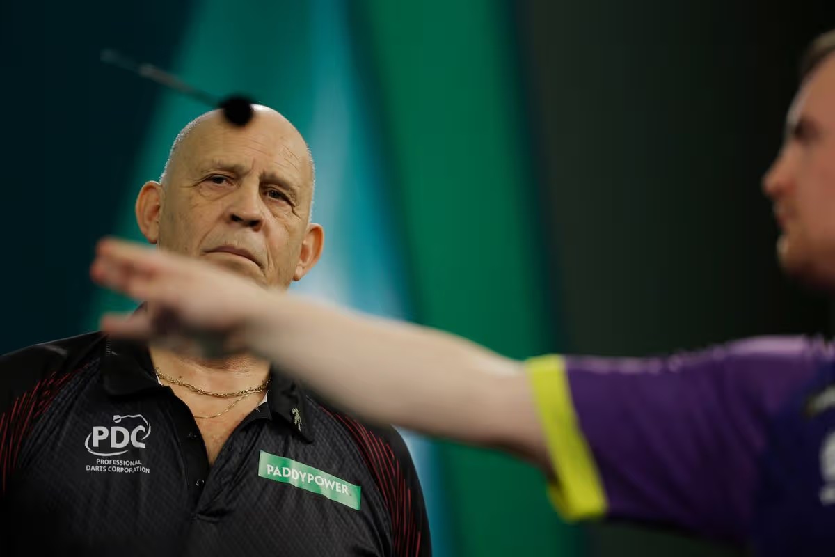 Darts scoreboard showing a game of 501 in progress